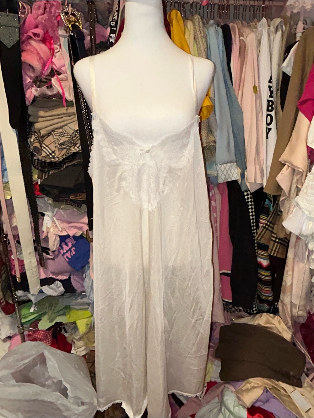 White Lace Trim Slip Dress